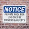 Signmission Private Pool For Use Only By Owners & Guests OSHA Notice Sign, Plastic, 14in W x 10in L, 2PK OS-2PACK-NS-P-1014-L-17825 - alternate 7